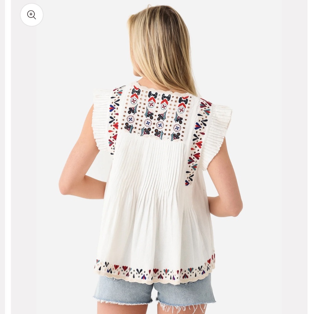 SEA Alicia White Blouse with Multicolor Embroidery - Picture 4 of 10